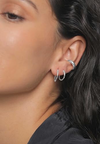 Elli Orecchini Donne Creoli Set Trio Di Base Tendenza In Argento Sterlino 925 - 5