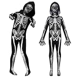 【 Squelette Costume Enfants】 Ce costume squelette enfant est réalisé grâce procédé d'estampage chaud 3D. Le motif crâne articulations sont détaillés lignes profilées, créant un effet visuel dynamique dans l'obscurité. attirera tous regards fera votre enfant entre d'attention toute fête d'Halloween.