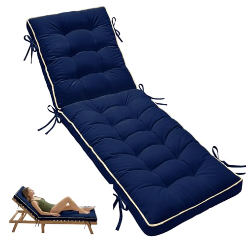 AS AWESLING 2-Fold Sunbed Cushion Quick Dry - Outdoor Sun Lounger Seat Pad with Shredded Memory Foam for Garden Sunbeds Poolside Patio Furniture (BLUE 183cm x 54cm)