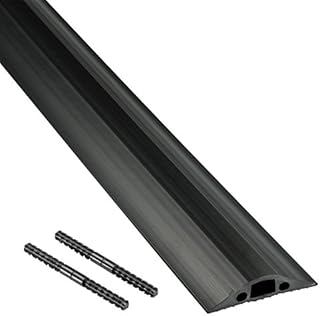 D-Line FC68B średnio wytrzymała do łączenia osłona podłogi | ochrona przed pobytem | 1,8 metra (dł.) - otwór kabla 14 mm (szer.) x 9 mm (wys.) | czarny