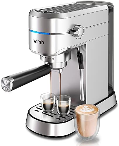 wirsh Espresso Machine, 15 Bar Espresso Maker with Commercial Steamer for Latte and Cappuccino, Expresso Coffee Machine with 42 oz Removable Water Tank, Full Stainless Steel