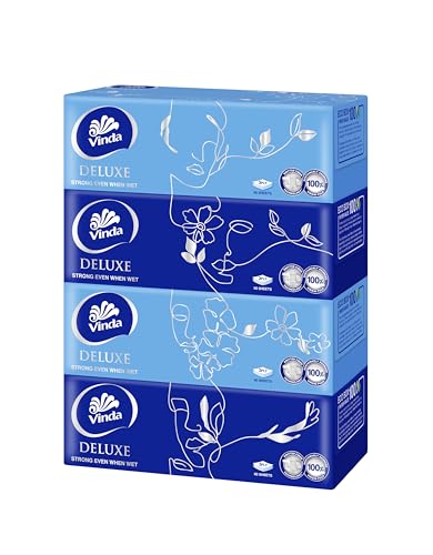 Vinda Deluxe 3 PLY Facial Tissue Unscented 80ct (Pack of 4)