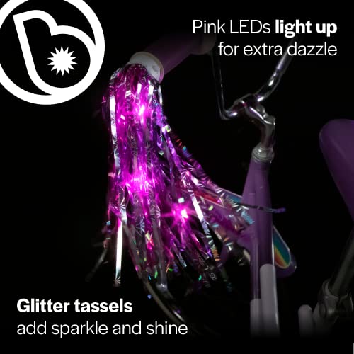 Bike Streamers For Girls (2 Pack Pink) Bicycle Led Light Up Bike Tassels For Girls Bike Accessories For Kids Handlebar Ribbons Bike Handlebar Tassels Kids Bike Accessories Streamers For Bike Handles #TOP2