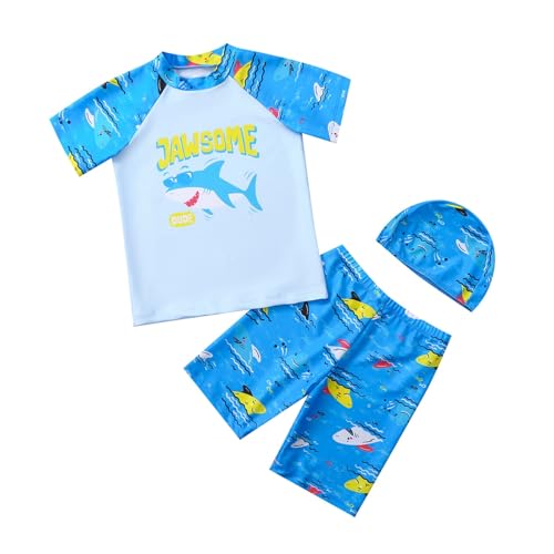 Fato de banho adolescente menino fato de banho menino t-shirt roupa para bebé 14 anos fato impermeável criança lycra às riscas, térmica neoprene, bebés, menina natação conjunto de calções azul-marinho