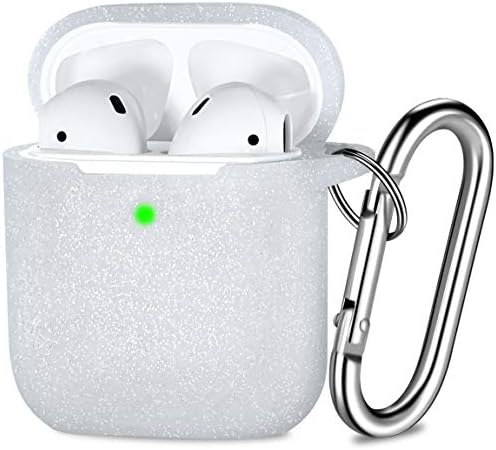 Maledan Compatible with Airpods Case 2 & 1, Silicone Shockproof Protective Airpod Skin Cover, Waterproof [Front LED Visible] Support Wireless Charging with Carabiner, Black