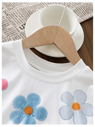Verdusa Toddler Girl's 3D Floral Print T Shirt Round Neck Short Sleeve Cute Tops4