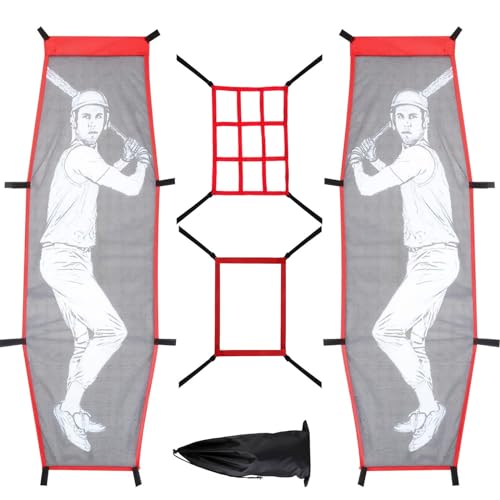 Supvision 4Pcs Premium Baseball and Softball Pitching Training Kit Adjustable 9 Hole Target Net Realistic Dummy Batter for Precision Practice Portable Strike Zone Trainer to Enhance Hitting Accuracy by Supvision - Used condition - US$28.21