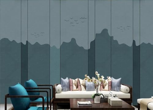 Papier peint panoramique 3d moderne bleu art géométrique - 3