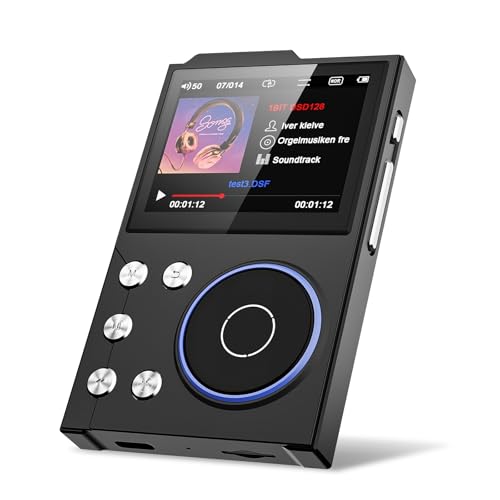 MP3 Player Bluetooth Portatil, HiFi Music Player, MP3 Mp4 Player, Music Player com Audio Digital de Alta Definição TFT sem Perdas, Suporta Cartões de Memória de até 256 GB, Preto