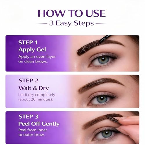 Genvyne 2Pcs Dark Brown Tattoo Eyebrow Gel Easy Peel Off - Waterproof & Sweatproof Tattoo Effect, Transfer-Resistant Multi-Day Wear, All Skin Types Mother’s Day Gift Set​​