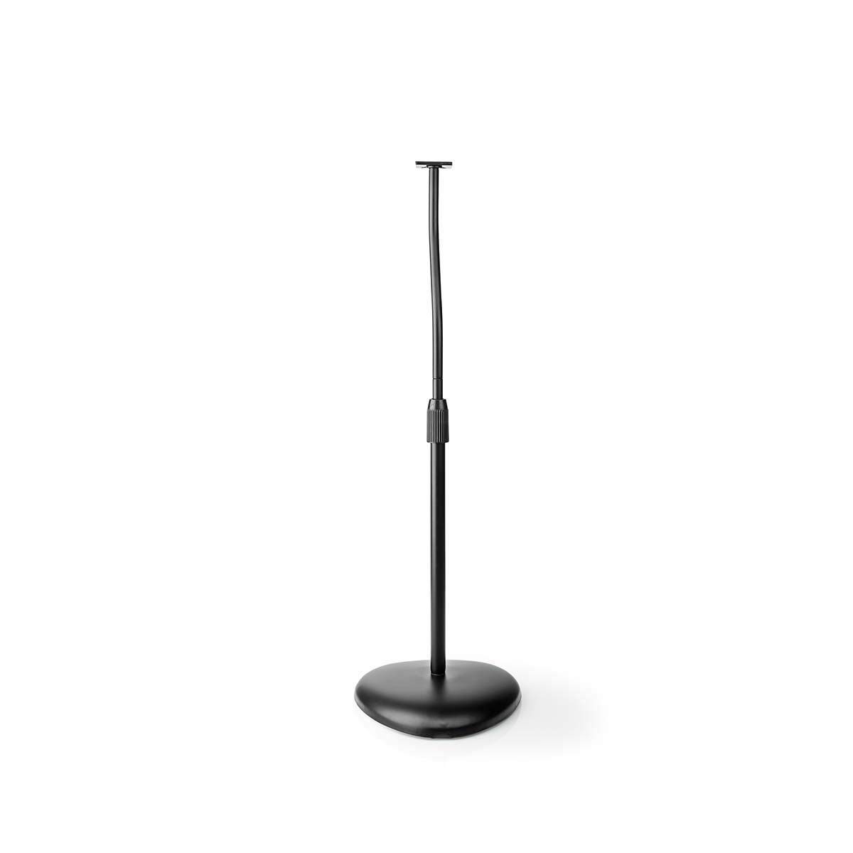 Nedis Soportes de pie para Altavoces, Altura de Embrague Manual 763-1036 mm, Carga máxima 4,5 kg, gestión de Cables, diseño Universal Negro Mate Ajustable para Altavoces satélite y estantería pequeña