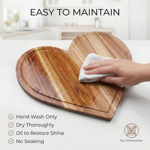 Set de 2 Tablas de Cortar en Forma de Corazón de Madera Acacia miniatura 6