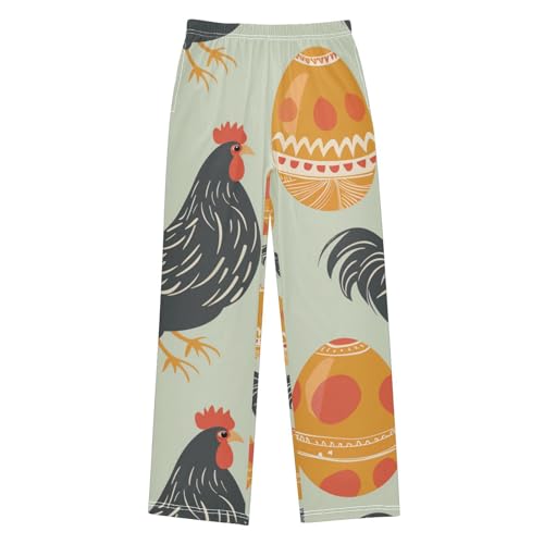 ZZXXB Rooster Gold Egg Boys Long Pants Soft Trousers Elastic Waist Kids Lounge Bottoms with Pockets S-XL