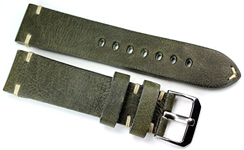 Bracelet montre 22mm cuir vert vintage Rio s1931 pour un style rétro