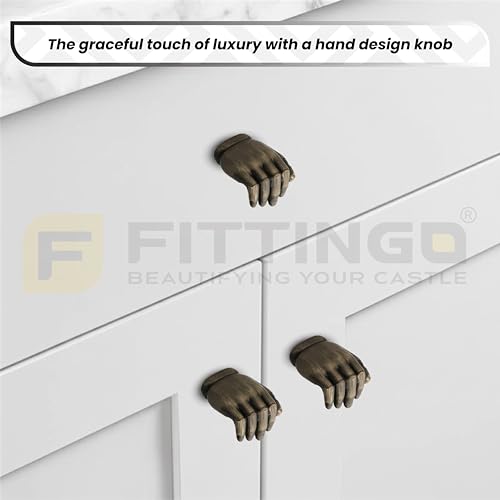 Image of Hand Design Knob for Drawer /Door Knob /Drawer Knobs /Decorative Knobs and Pulls /Door Hardware /Zinc Alloy (Antique Finish) Pack of 8-| 3 Years Warranty |