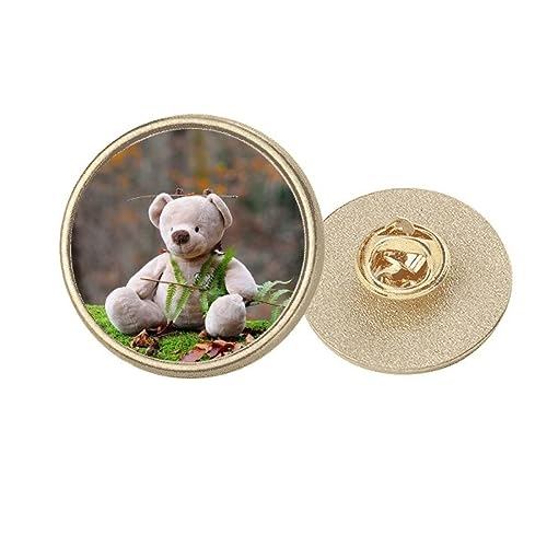 Broche ronde ours forestier chic en métal doré taille M : le cadeau idéal pour amoureux de nature