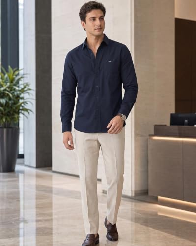Image of NOBERO Men's Cotton Shirt | Regular Fit | Full Sleeve Solid Shirt | Casual, Office Wear & Business Casual