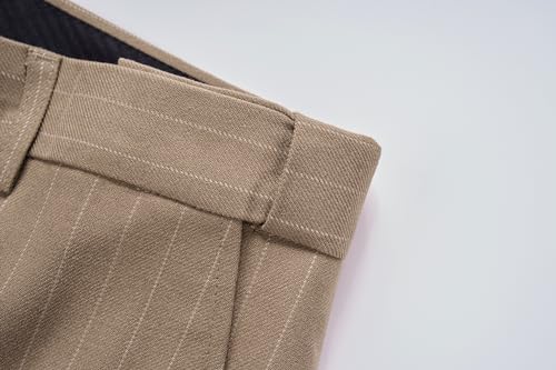 MOGU Herren Zweireihiger Nadelstreifen-Anzug, 2-teilig, schmale Passform, Smoking, formelle Jacke und Hose für Business, Hochzeit, Abschlussball, Schwarz, S