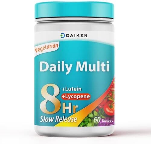 DAIKEN Multivitamin Complex (Vitamin A, C, D, E, K, Bs, Lutein, Mineral, Lycopene, Calcium, Magnesium, Biotin, Iron), Daily Nutrition Support Supplement for Men & Women, 60 Pills, 30 Days Supply