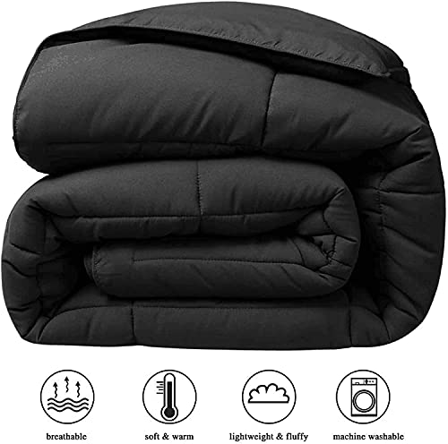 Image of COHOME Full Size Warm Comforter - All-Season Duvet Insert | Down Alternative Comforter, Luxury Hotel Breathable Soft Blanket, Anti-Clump Tech & 8 Tabs, Reversible,Black 82 inch x 86 inch