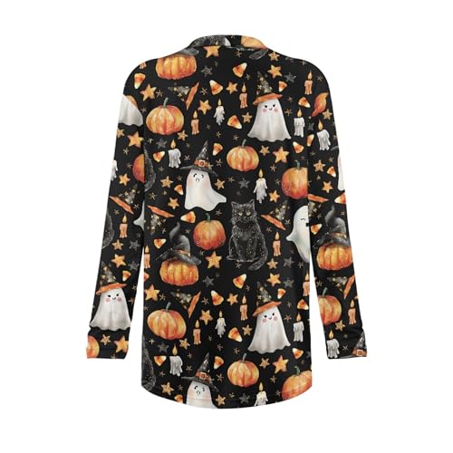 Image of Fall Maple Leaf Cardigan Sweaters for Women Long Sleeve Cardigan Soft Drape Open Front Dusters V-Neck Jackets Dressy