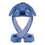 CNEISEJK Stitch Ear Moving Jumping Hats Warm Plush Rabbit Winter Caps Cute Stitch Angel Hat Novelty Party Hats for Womens (Blue), Medium