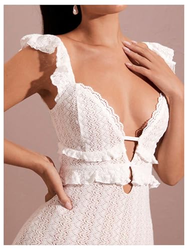 SOLY HUX Women's Maxi Dress Crochet Ruffle Sleeveless Backless Bodycon Long Dresses4