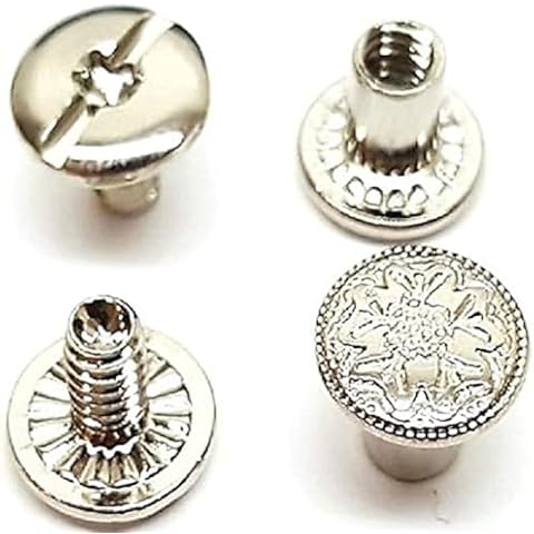 1/4" Premium Nickel Over Brass Floral Chicago Screw Fasteners 10 Pack Cover
