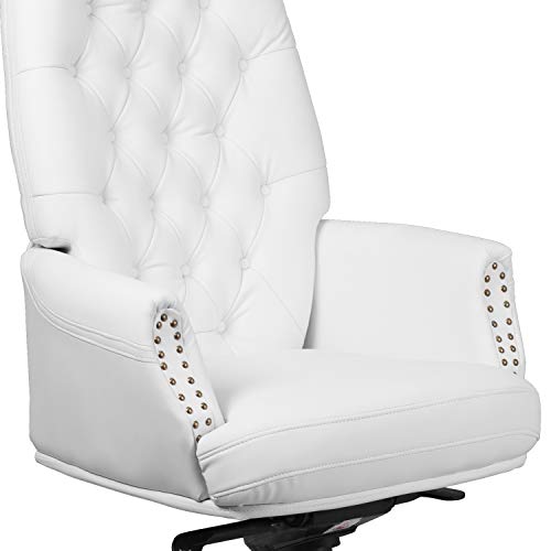 Flash Furniture Hansel High Back Traditional Tufted White Leathersoft Multifunction Executive Swivel Ergonomic Office Chair With Arms #TOP6
