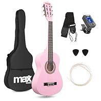 Specifically created for children aged 4-8, this 1/4 classical acoustic guitar kit provides the perfect size and feel for young beginners eager to start learning and playing. Includes everything to begin playing: a lightweight pink wood guitar, spare...