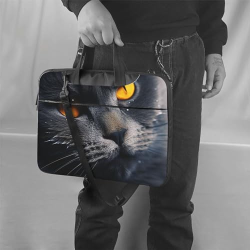 Bolso para laptop 13-15.6 pulgadas con diseño de gatos y ojos amarillos miniatura 2