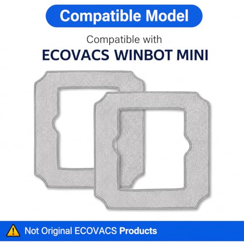 Image of 2 Pack Mop Cloth Pads Compatible with ECOVACS WINBOT MINI Window Cleaning Robot | Reusable Washable Microfiber Cleaning Pads Replacement Accessories for Streak-Free Glass Cleaning