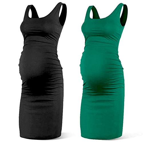 Image of Rnxrbb S-2XL Women Summer Sleeveless Maternity Dress Pregnancy Tank Scoop Neck Mama Clothes Casual Bodycon Clothing
