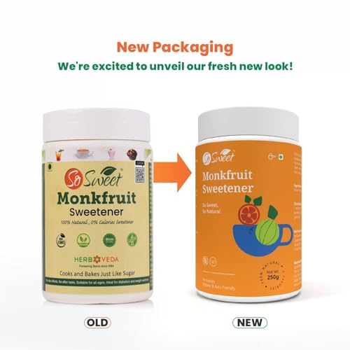 Image of So Sweet Monk Fruit 100% Natural Zero Calorie Sweetener -250gm -Diabetic & Keto Friendly-Pack of 4