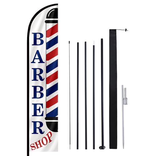 Image of MASTERCANOPY 15FT Tall Barber Feather Flag Pole Kit White