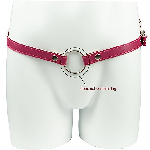 Image of Male Chastity Cage Anti-Off Strap,Leather Chastity Belt Device Penis Cage Accessories,Adjustable Cock Cage Auxiliary Belt Sex Toy for Men (Pink)