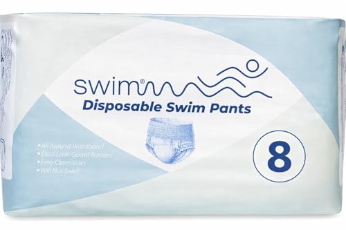 SWIMMM – Einweg Schwimmwindeln Kinder – Größe 8 (28–42 kg) – 30 Stück – Diskret & Hautfreundlich – Schutz bei Stuhlinkontinenz – Für sicheres Schwimmen im Wasser