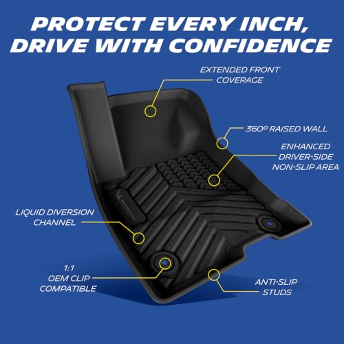 Image of Michelin Vehicle Mats for 2022-2026 Ford Maverick Hybrid (3 Piece) | Not Fit Gasoline, Custom Fit, Non-Slip, All-Weather TPE Liner, Premier Series 1st & 2nd Row