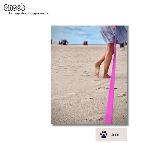 5m Schleppleine, Hundeleine, 1 Karabiner, Magenta, extra schmal, schmutz- und wasserabweisend
