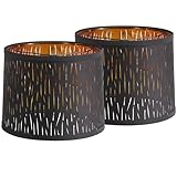Drum Lamp Shades Set of 2, Black Lamp Shades with Tree Texture Design, 11.6' x 12.6' x 9.8' Inches Lampshades for Table Lamp, Floor Lamp, Lamp Shades Replacement, Assembly Required, Spider