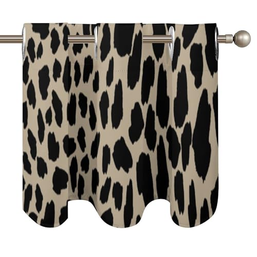 Cortinas con cenefa negra de leopardo para sala de estar y cafetería, pack de 2 paneles 5