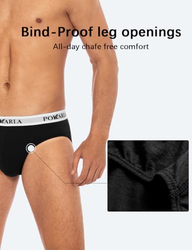 POKARLA Men's Triangle Briefs 4 Pairs, Men's Cotton Briefs, Breathable and Sweat Absorbent (S-3XL)3