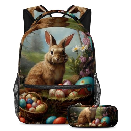 Sac à dos Happy Easter Day avec trousse ensemble de cartables scolaires