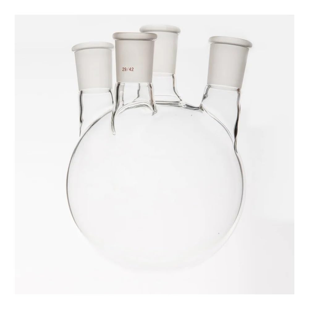 Attrezzature e forniture di laboratorio Bottiglia a quattro colli con angolo piccolo e pareti spesse, 2000 ml, in vetro borosilicato F21