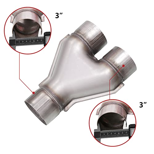 TECTRUC Universal 3 Inch Dual Exhaust Y Pipe,3" Inch ID Single to 3" Dual Exhaust Adapter Connector,Stainless Steel 409 Diesel Y-Pipe for Car Truck, 10" Overall Length, Weld-on by TECTRUC - Used condition - Image 3
