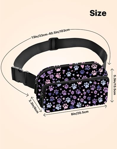 Image of Paw Print Fanny Pack Lightweight Belt Bag Fashion Waist Pouch | Waterproof, Crossbody Bags for Women, Sports, Running, Traveling, Hiking