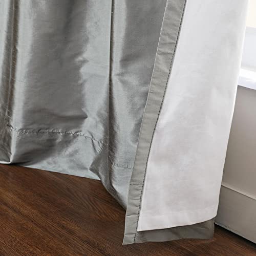 Chadmade 100% Dupioni Silk Curtain Lightweight 102 Inches Long Light Darkening Curtain Privacy Protection Curtain For Sliding Glass Door 50Wx102L, 1 Panel, Silver Gray #TOP3