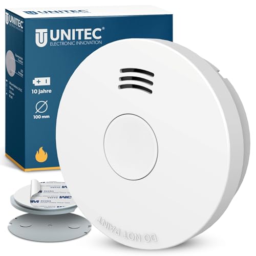 UNITEC Rauchwarnmelder VDs mit Magnethalterung, Selbsttestfunktion, inkl. Batterie, DIN EN 14604