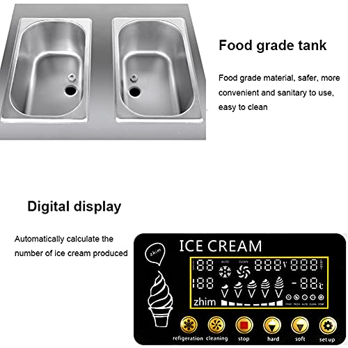 ZKHD Kommerzielle Eismaschine 1200 W, 16 Bis 18 L Oder 4,2 Bis 4,7 Gallonen Pro Stunde, Arbeitsplatte Mit 3… – Bild 7