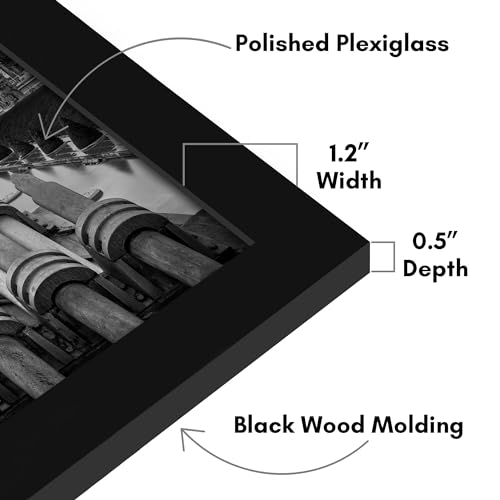 Americanflat 16x28 Picture Frame with Polished Plexiglass - Black Picture Frame - Wide Photo Frames Made of Engineered Wood for Vertical or Horizontal Wall Display - Epic Collection - Black